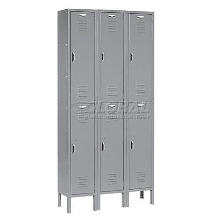 GLOBAL INDUSTRIAL 2-Tier 6 Door Locker, 12Wx18Dx36H, Gray, Assembled 652179GY